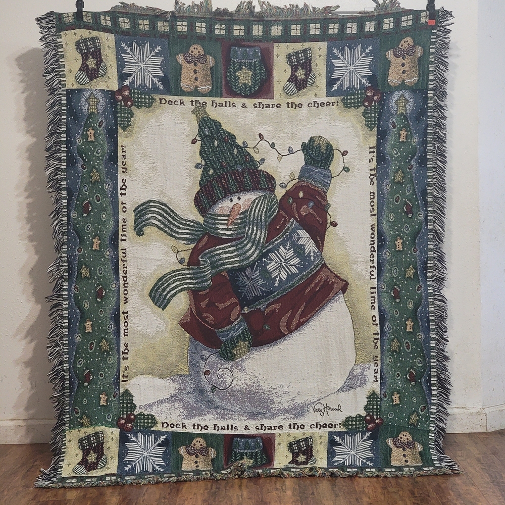 Vintage Style Vicky Howard “Share the Cheer” Christmas Tapestry Throw 65x50